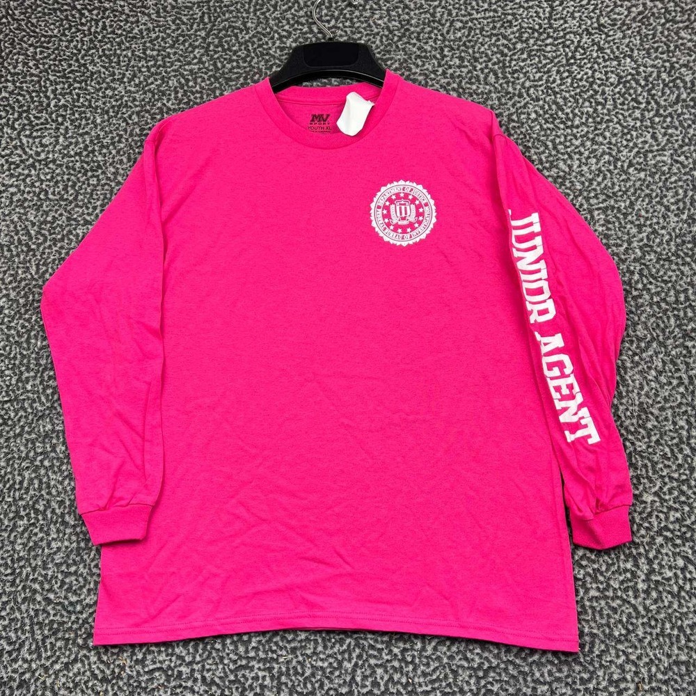 FBI Junior Agent Shirt Youth XL Pink MV Sport Cotton Long Sleeve New